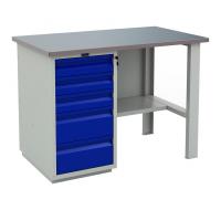 Верстак однотумбовый, тумба с 5 ящиками, WT120.WD5/F1.000