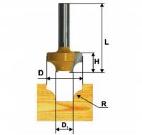 Фреза  пазовая фасонная d 38.1 х 19, r12.7, хв.8 мм