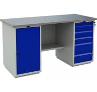 Верстак двухтумбовый, тумба с дверцей, тумба - 5 ящиков, WT160.WD1/WD5.000