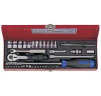 Набор торцевых головок с принадлежностями 1/4", шестигранные, 4-13 мм, 39 пр.