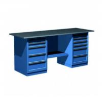 Верстак 2-тумб., тумба с 5ящ., тумба с 6ящ., стол.оцинк. - синий