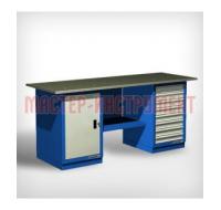 Верстак 2-тумб., тумба с дв.,тумба с 8 ящ., Roller, стол.оцинк. -синий