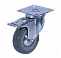 Колесо поворотное c тормозом, опора на платформе, серая резина, SCgb25, до 50кг